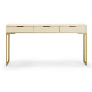 TOV Furniture Pesce 59" Shagreen Console Table with 3 Felt-Lined Drawers, Brass Accents for Stylish Storage Solutions TOV-OC54724