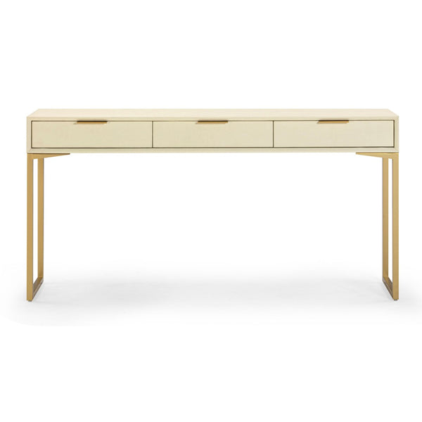 TOV Furniture Pesce 59" Shagreen Console Table with 3 Felt-Lined Drawers, Brass Accents for Stylish Storage Solutions TOV-OC54724