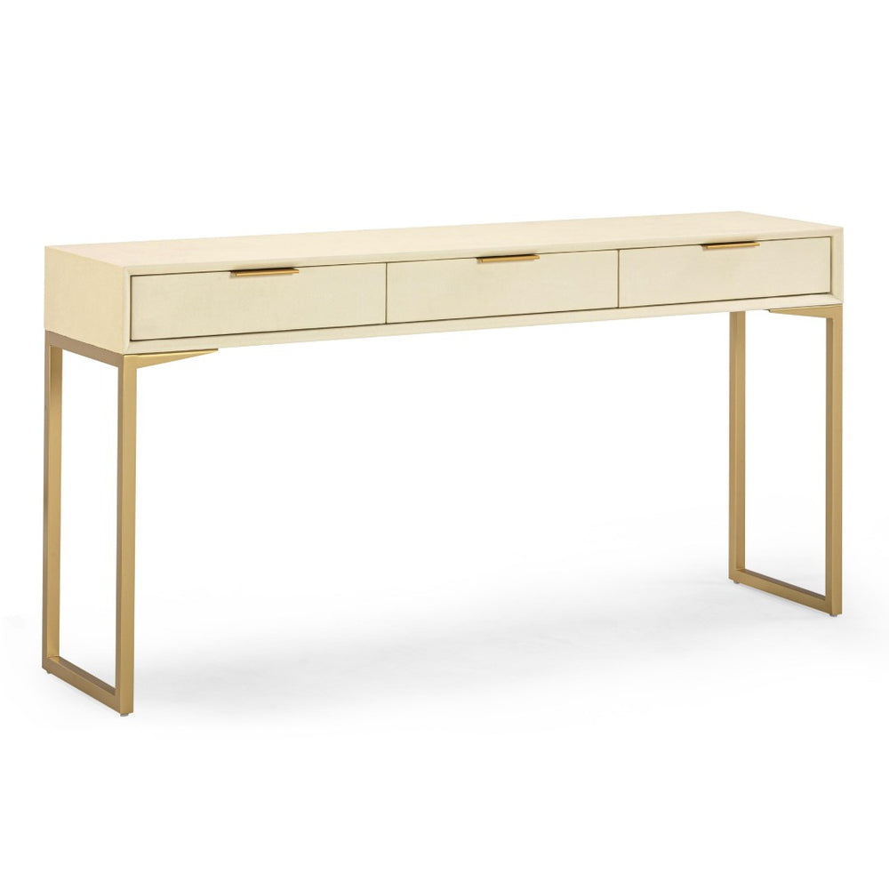 TOV Furniture Pesce 59" Shagreen Console Table with 3 Felt-Lined Drawers, Brass Accents for Stylish Storage Solutions TOV-OC54724