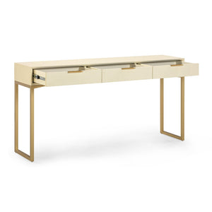 TOV Furniture Pesce 59" Shagreen Console Table with 3 Felt-Lined Drawers, Brass Accents for Stylish Storage Solutions TOV-OC54724