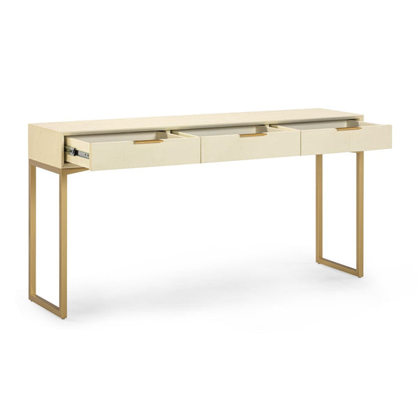 TOV Furniture Pesce 59" Shagreen Console Table with 3 Felt-Lined Drawers, Brass Accents for Stylish Storage Solutions TOV-OC54724