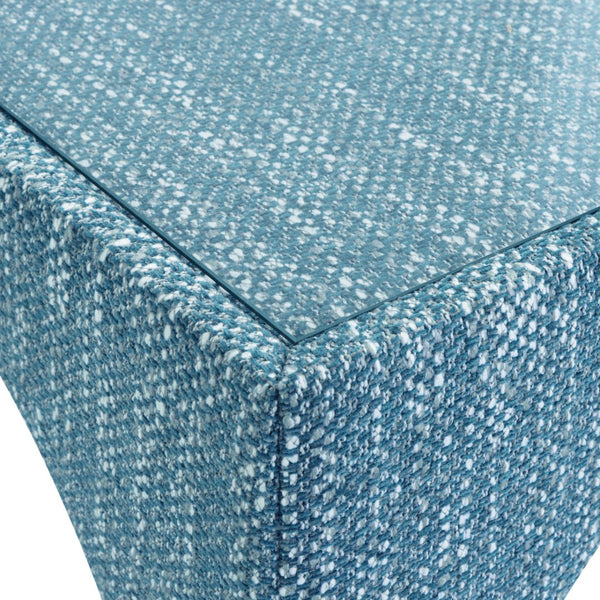 TOV Furniture Tomlin 35" Square Gaming Table with Tempered Glass Top and Cushioned Ottomans for Modern Spaces Teal TOV-OC54739