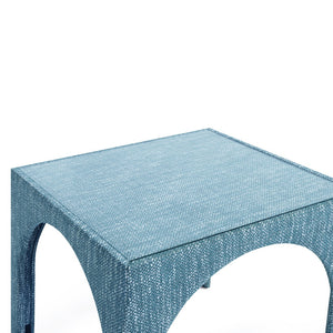 TOV Furniture Tomlin 35" Square Gaming Table with Tempered Glass Top and Cushioned Ottomans for Modern Spaces Teal TOV-OC54739