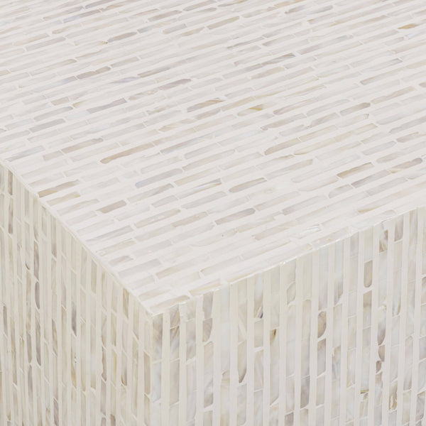 TOV Furniture Earl 48" Handcrafted Shell Coffee Table - Radiant Centerpiece with Playful Pattern for Your Home Cream TOV-OC54800