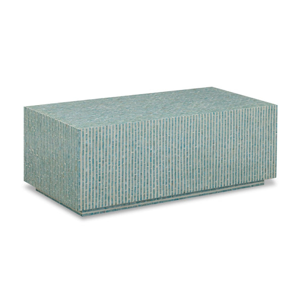 TOV Furniture Earl 48" Handcrafted Shell Coffee Table - Radiant Centerpiece with Playful Pattern for Your Home Light Blue TOV-OC54801