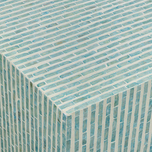 TOV Furniture Earl 48" Handcrafted Shell Coffee Table - Radiant Centerpiece with Playful Pattern for Your Home Light Blue TOV-OC54801