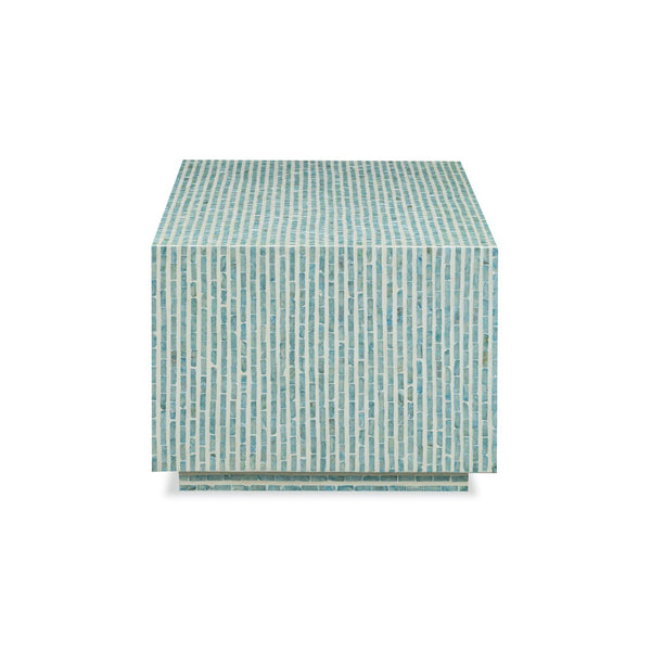 TOV Furniture Earl 48" Handcrafted Shell Coffee Table - Radiant Centerpiece with Playful Pattern for Your Home Light Blue TOV-OC54801