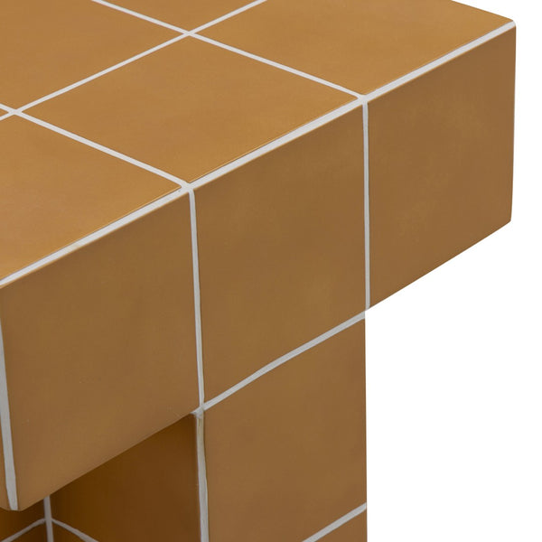 TOV Furniture Alma Handcrafted Concrete Side Table with Artisan Tile Top for Indoor and Outdoor Versatility Orange TOV-OC54823