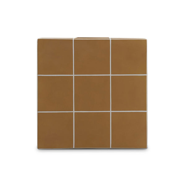 TOV Furniture Alma Handcrafted Concrete Side Table with Artisan Tile Top for Indoor and Outdoor Versatility Orange TOV-OC54823