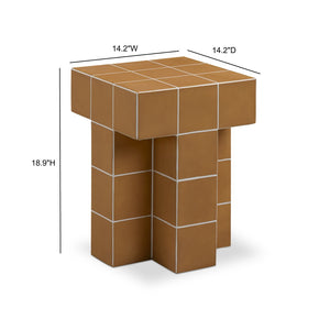 TOV Furniture Alma Handcrafted Concrete Side Table with Artisan Tile Top for Indoor and Outdoor Versatility Orange TOV-OC54823