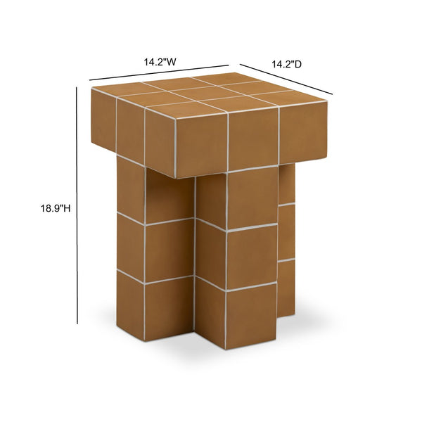 TOV Furniture Alma Handcrafted Concrete Side Table with Artisan Tile Top for Indoor and Outdoor Versatility Orange TOV-OC54823