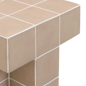 TOV Furniture Alma Handcrafted Concrete Side Table with Artisan Tile Top for Indoor and Outdoor Versatility Taupe TOV-OC54824