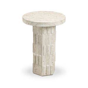 TOV Furniture Asta Faux Travertine Side Table – Versatile Indoor/Outdoor Accent Piece with Textured Finish & Durability TOV-OC54830
