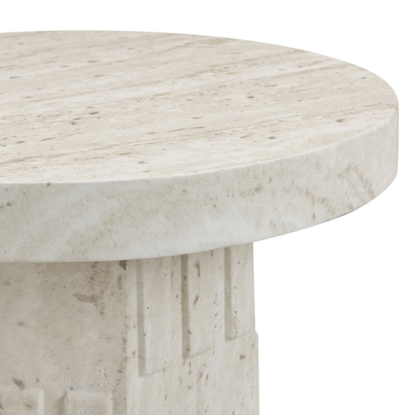 TOV Furniture Asta Faux Travertine Side Table – Versatile Indoor/Outdoor Accent Piece with Textured Finish & Durability TOV-OC54830