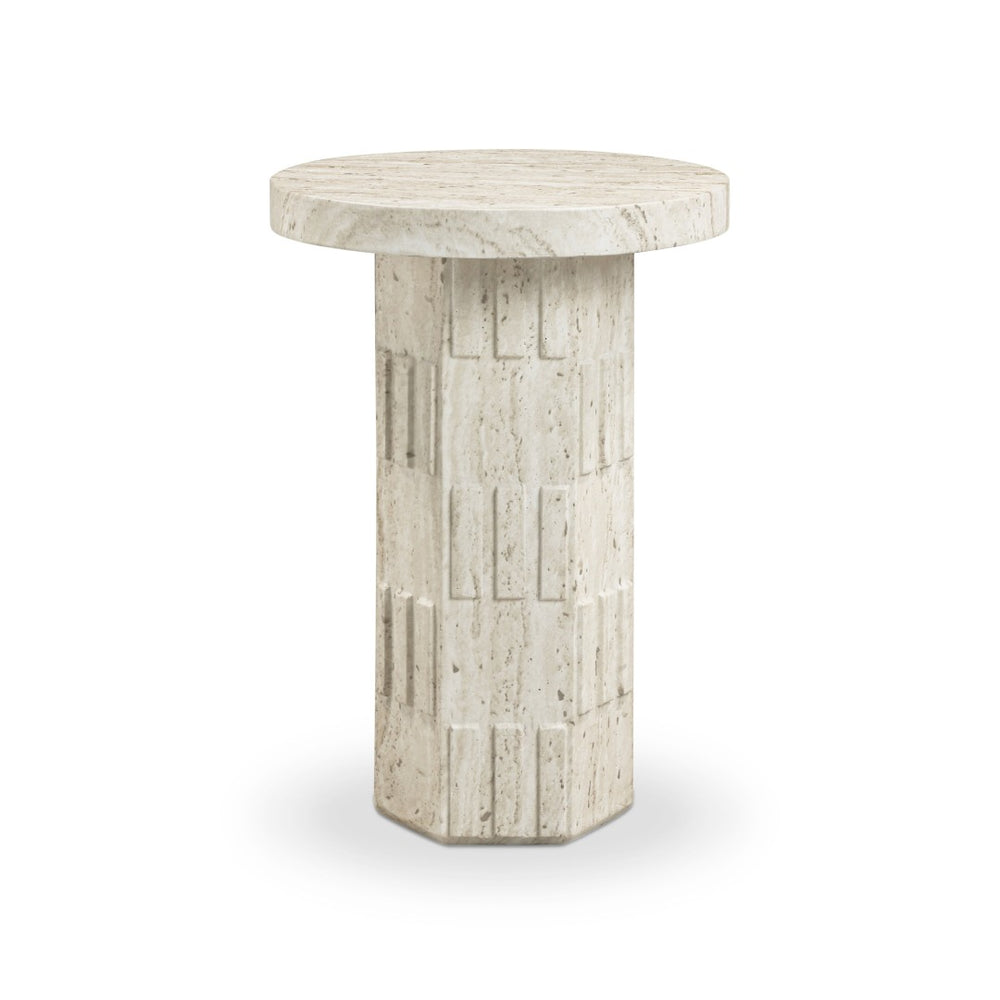 TOV Furniture Asta Faux Travertine Side Table – Versatile Indoor/Outdoor Accent Piece with Textured Finish & Durability TOV-OC54830