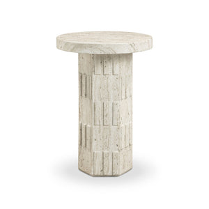 TOV Furniture Asta Faux Travertine Side Table – Versatile Indoor/Outdoor Accent Piece with Textured Finish & Durability TOV-OC54830