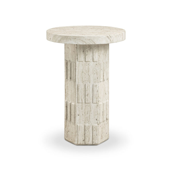 TOV Furniture Asta Faux Travertine Side Table – Versatile Indoor/Outdoor Accent Piece with Textured Finish & Durability TOV-OC54830