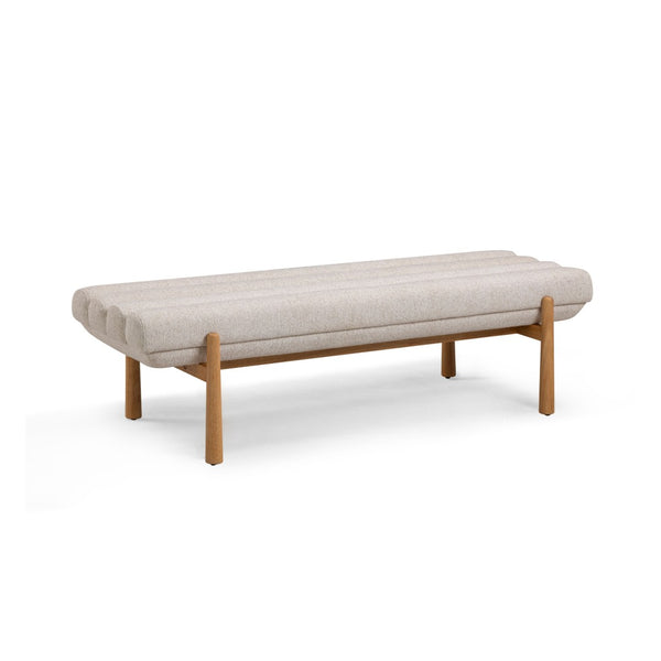 TOV Furniture Julianna 56" Textured Fabric Bench - Scandinavian-Inspired Seating with Durable Upholstery & Comfort Cream TOV-OC54866
