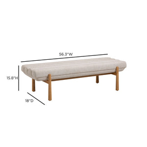 TOV Furniture Julianna 56" Textured Fabric Bench - Scandinavian-Inspired Seating with Durable Upholstery & Comfort Cream TOV-OC54866
