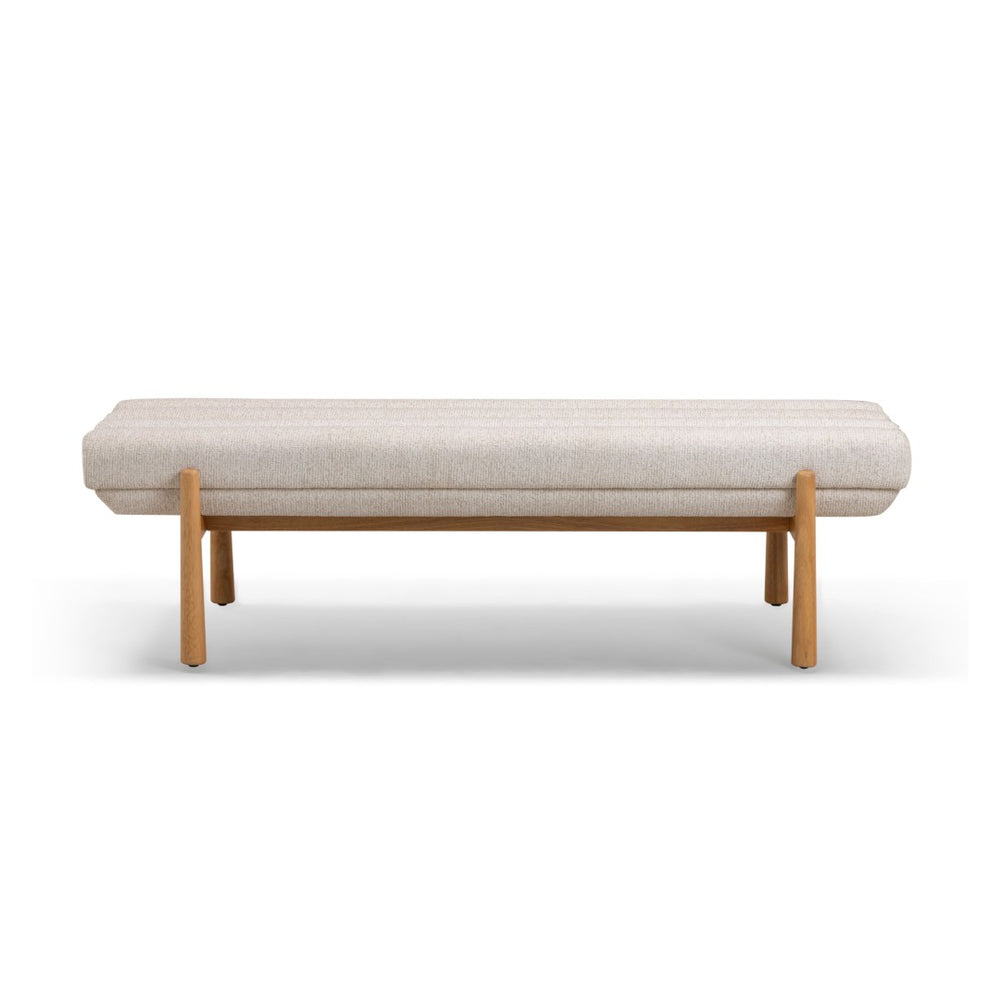 TOV Furniture Julianna 56" Textured Fabric Bench - Scandinavian-Inspired Seating with Durable Upholstery & Comfort Cream TOV-OC54866
