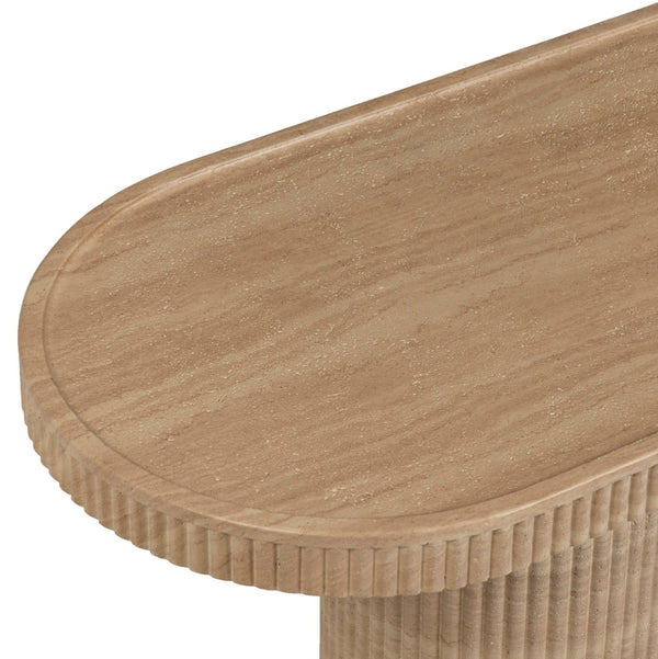 TOV Furniture Darcy 59" Concrete Console Table - Striking Indoor/Outdoor Accent for Modern Spaces & Versatile Use Travertine TOV-OC54898