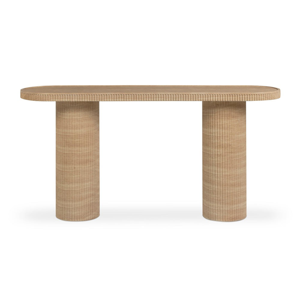 TOV Furniture Darcy 59" Concrete Console Table - Striking Indoor/Outdoor Accent for Modern Spaces & Versatile Use Travertine TOV-OC54898