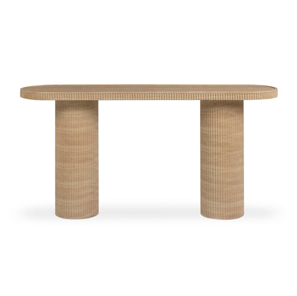 TOV Furniture Darcy 59" Concrete Console Table - Striking Indoor/Outdoor Accent for Modern Spaces & Versatile Use Travertine TOV-OC54898