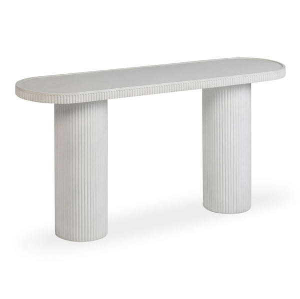 TOV Furniture Darcy 59" Concrete Console Table - Striking Indoor/Outdoor Accent for Modern Spaces & Versatile Use White TOV-OC54899
