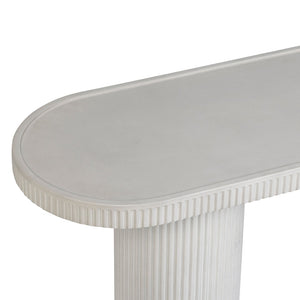 TOV Furniture Darcy 59" Concrete Console Table - Striking Indoor/Outdoor Accent for Modern Spaces & Versatile Use White TOV-OC54899
