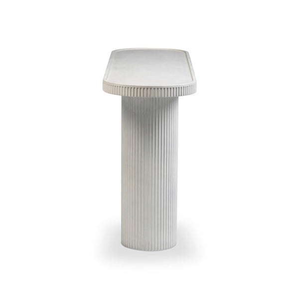 TOV Furniture Darcy 59" Concrete Console Table - Striking Indoor/Outdoor Accent for Modern Spaces & Versatile Use White TOV-OC54899