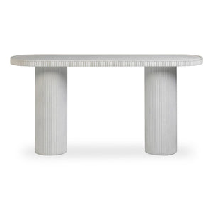 TOV Furniture Darcy 59" Concrete Console Table - Striking Indoor/Outdoor Accent for Modern Spaces & Versatile Use White TOV-OC54899
