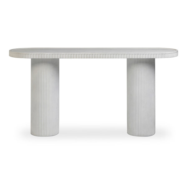 TOV Furniture Darcy 59" Concrete Console Table - Striking Indoor/Outdoor Accent for Modern Spaces & Versatile Use White TOV-OC54899