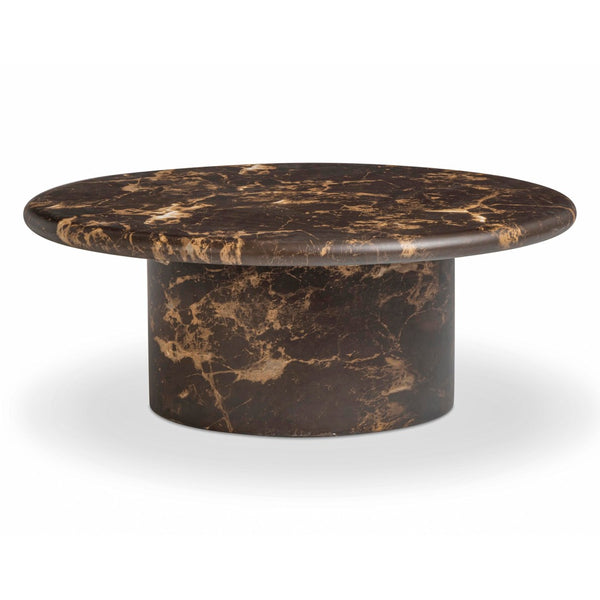 TOV Furniture Byron 36" Dark Brown Faux Marble Round Coffee Table - Stylish Indoor/Outdoor Concrete Design for Any Space TOV-OC54900