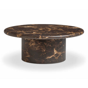 TOV Furniture Byron 36" Dark Brown Faux Marble Round Coffee Table - Stylish Indoor/Outdoor Concrete Design for Any Space TOV-OC54900