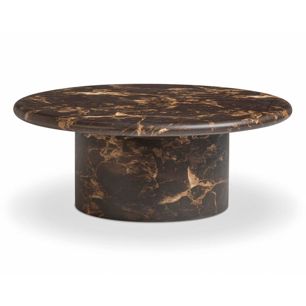 TOV Furniture Byron 36" Dark Brown Faux Marble Round Coffee Table - Stylish Indoor/Outdoor Concrete Design for Any Space TOV-OC54900