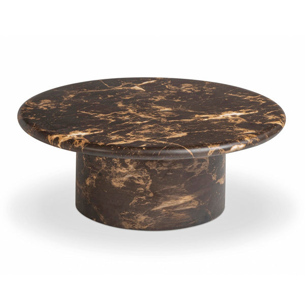TOV Furniture Byron 36" Dark Brown Faux Marble Round Coffee Table - Stylish Indoor/Outdoor Concrete Design for Any Space TOV-OC54900