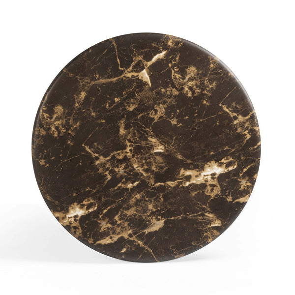 TOV Furniture Byron 36" Dark Brown Faux Marble Round Coffee Table - Stylish Indoor/Outdoor Concrete Design for Any Space TOV-OC54900