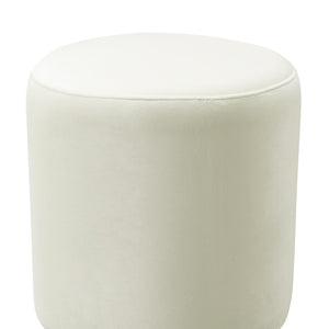 TOV Furniture Opal Velvet Ottoman - Chic Moroccan-Inspired Accent Piece with Gold Base for Modern Living Spaces Cream TOV-OC6156