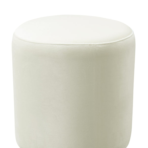 TOV Furniture Opal Velvet Ottoman - Chic Moroccan-Inspired Accent Piece with Gold Base for Modern Living Spaces Cream TOV-OC6156
