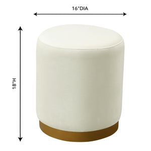TOV Furniture Opal Velvet Ottoman - Chic Moroccan-Inspired Accent Piece with Gold Base for Modern Living Spaces Cream TOV-OC6156
