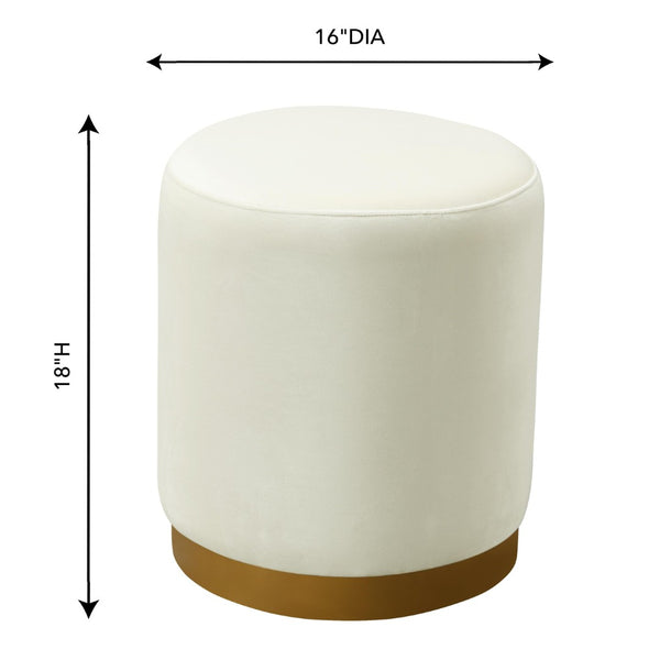TOV Furniture Opal Velvet Ottoman - Chic Moroccan-Inspired Accent Piece with Gold Base for Modern Living Spaces Cream TOV-OC6156
