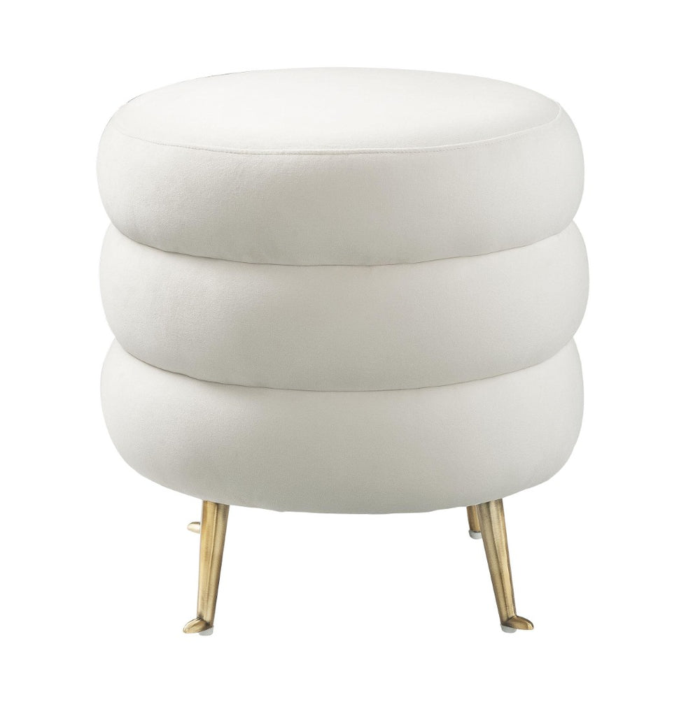 TOV Furniture Ladder Velvet Ottoman - Chic Accent Piece with Gold Legs, Plush Comfort, Versatile for Any Room Decor TOV-OC6180