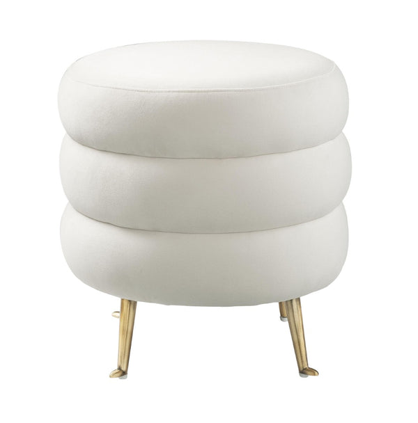 TOV Furniture Ladder Velvet Ottoman - Chic Accent Piece with Gold Legs, Plush Comfort, Versatile for Any Room Decor TOV-OC6180