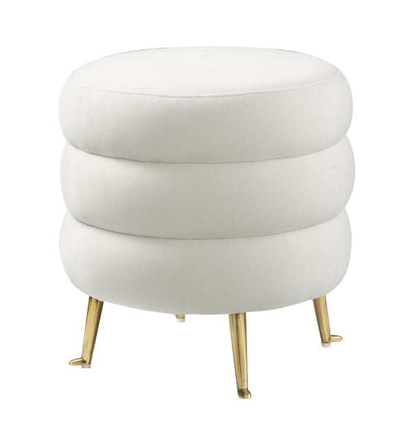 TOV Furniture Ladder Velvet Ottoman - Chic Accent Piece with Gold Legs, Plush Comfort, Versatile for Any Room Decor TOV-OC6180