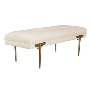 TOV Furniture Brno Velvet Bench – Modern Elegance with Gold Legs for Entryway, Bedroom, or Living Area Décor Off-White TOV-OC6207