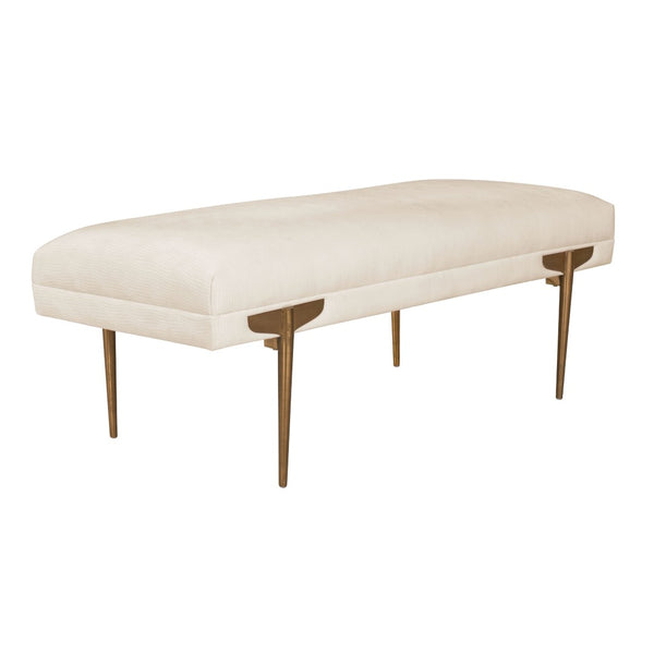 TOV Furniture Brno Velvet Bench – Modern Elegance with Gold Legs for Entryway, Bedroom, or Living Area Décor Off-White TOV-OC6207