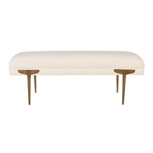 TOV Furniture Brno Velvet Bench – Modern Elegance with Gold Legs for Entryway, Bedroom, or Living Area Décor Off-White TOV-OC6207