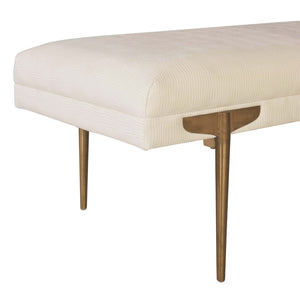 TOV Furniture Brno Velvet Bench – Modern Elegance with Gold Legs for Entryway, Bedroom, or Living Area Décor Off-White TOV-OC6207
