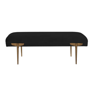 TOV Furniture Brno Velvet Bench – Modern Elegance with Gold Legs for Entryway, Bedroom, or Living Area Décor Black TOV-OC6209