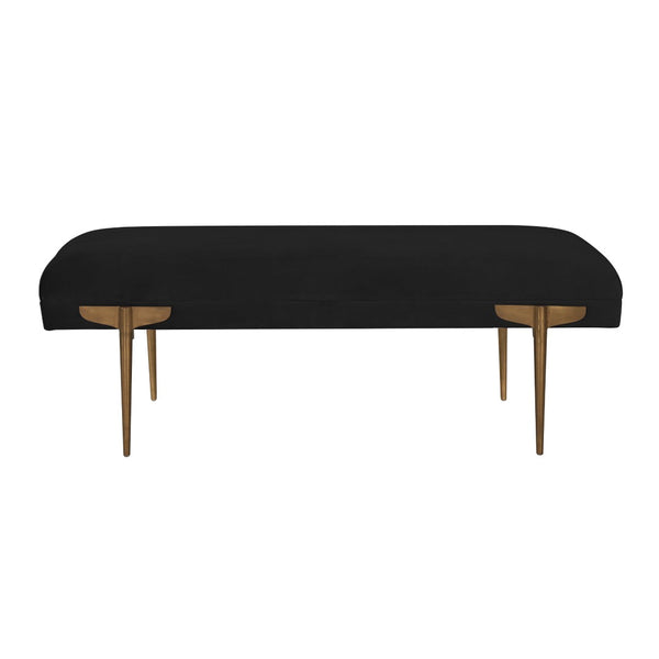 TOV Furniture Brno Velvet Bench – Modern Elegance with Gold Legs for Entryway, Bedroom, or Living Area Décor Black TOV-OC6209